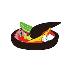 rujak asian food from mixed fruit with sambal vector design