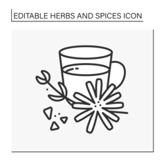  Chicory line icon. Caffeine-free drinks with medical herb.Herbs and spices concept. Isolated vector illustration. Editable stroke