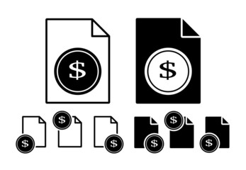 Dollar coin vector icon in file set illustration for ui and ux, website or mobile application