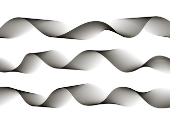 Waves on white background. Abstract wavy banner. Flyer with swirl fluidlines. Curved flow black gradient. Geometric poster. Futuristic leaflet. Modern cover. Vector illustration.