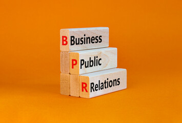 BPR business public relations symbol. Concept words BPR business public relations on blocks on a...