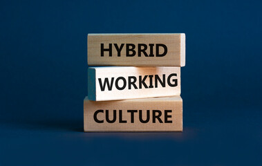 Hybrid working culture symbol. Concept words 'hybrid working culture'. Beautiful grey background. Business and hybrid working culture concept, copy space. - obrazy, fototapety, plakaty