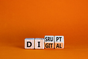 Digital or disrupt symbol. Turned cubes and changed the word 'digital' to 'disrupt'. Beautiful...