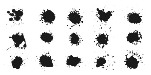 Abstract black ink splashes collection