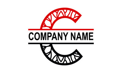 C Alphabet kids split mandala abstract monogram vector logo template