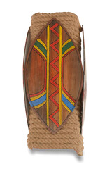 Wooden symbol colorful African,Indian,mexican style. Isolated on white background. This has...