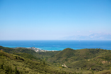 Fototapeta na wymiar Amazing scenery to the mountains and sea to the north of Corfu island, Greece