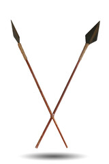 Antique spears isolated on white background. This has clipping path.                                                       