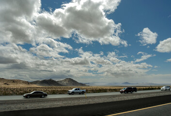 Cruising down the highway through the Mojave desert