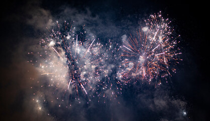 Fireworks overlay for holiday backgrounds with copy-space.