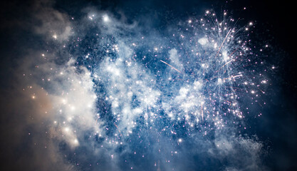 Naklejka premium Fireworks overlay for holiday backgrounds with copy-space.