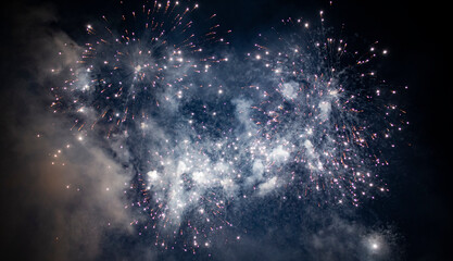 Fireworks overlay for holiday backgrounds with copy-space.