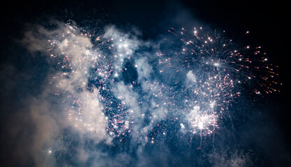 Fireworks overlay for holiday backgrounds with copy-space.