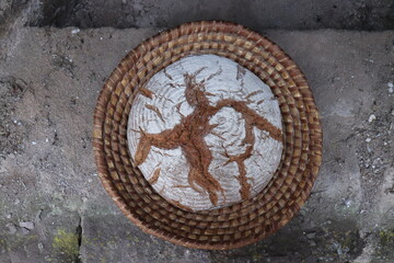 Bauernbrot im Brotkorb. Brotlaib.