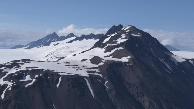 Aerial of the Harding Icefiend and mountains in Kenai Fjords National Park, Alaska

