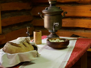 National Russian samovar tea and pelmeni