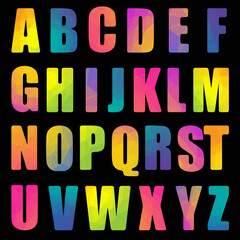 Alphabet With Black Background, Vector Illustration