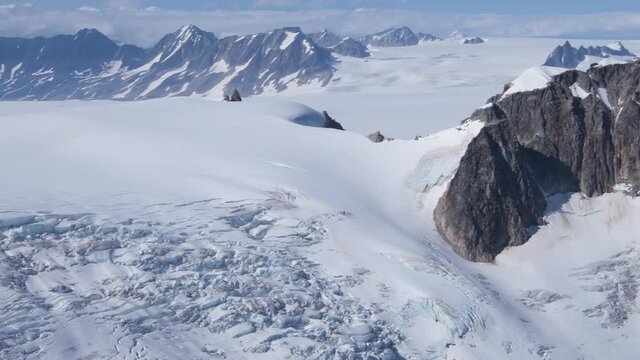Aerial of the Harding Icefiend and mountains in Kenai Fjords National Park, Alaska
