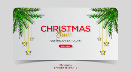 Realistic Christmas sale banner
