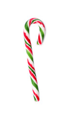 Sweet Christmas candy cane isolated on white