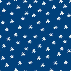 The pattern of winter snowflakes. The substrate is a Christmas snow doodle. Winter crystal elements. Cute background for crafting postcards. Vector illustration