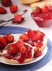 Wheat sandwiches with strawberry marmalade	