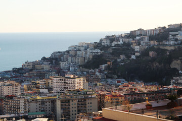 Fototapeta na wymiar View from Castel dell'Ovo to Napoli, Italy 
