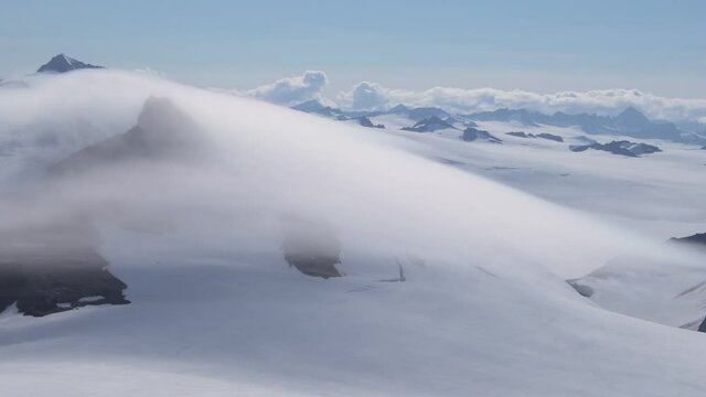Aerial of the Harding Icefiend and mountains in Kenai Fjords National Park, Alaska
