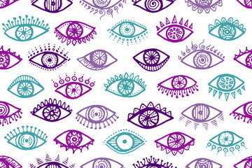 Different human eyes magic endless pattern.