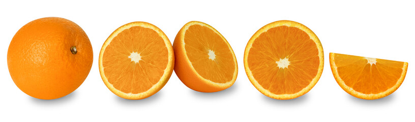 Set, orange cut into slices.