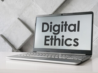 Digital ethics is shown on the business photo using the text