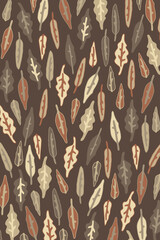 Leaves fell from trees, autumn carpet, leaf fall, doodle. Hand drawn vector background for printing, website design, banner, postcards, menus, flyers and business cards. Vertical illustration, woods.