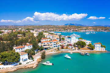 Fototapeta na wymiar View of the picturesque coastal town of Porto Heli, Peloponnese, Greece.