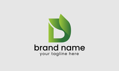 D letter leaf logo