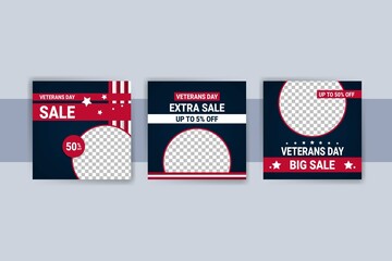 Social media template for veterans day. Social media templates for sale on veterans day.