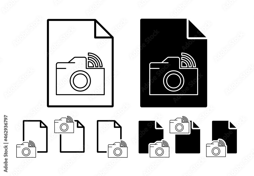 Poster camera wifi sign vector icon in file set illustration for ui and ux, website or mobile application