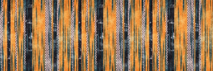 Seamless tribal ethnic stripe grungy border surface pattern design for print. High quality illustration. Faded rug or carpet like cover graphic tile. Thick lines filled with interesting geo textures.