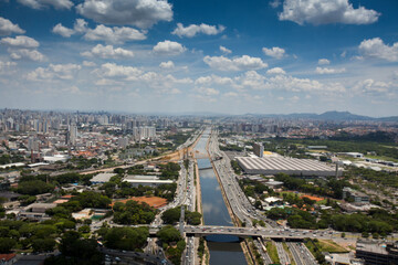 SAO PAULO BRAZIL CITY AERIAL Tiete River. VIEW. High quality photo