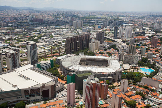 SAO PAULO BRAZIL CITY AERIAL Arena Allianz - Palmeiras VIEW. High quality photo