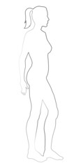 The female silhouette stands sideways. Vector drawing