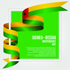 Guinea-Bissau Independence Day. Waving ribbon with Flag of Guinea-Bissau, Template for Independence day. vector illustration