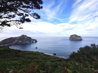 San Juan de Gaztelugatxe, medieval stairs,bridge and the church on the top, Basque Country, Spain
