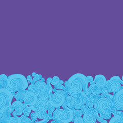 Fototapeta na wymiar Vector Horizontal purple Mermaids background pattern with merman symbol