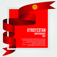 Kyrgyzstan Independence Day. Waving ribbon with Flag of Kyrgyzstan, Template for Independence day. vector illustration