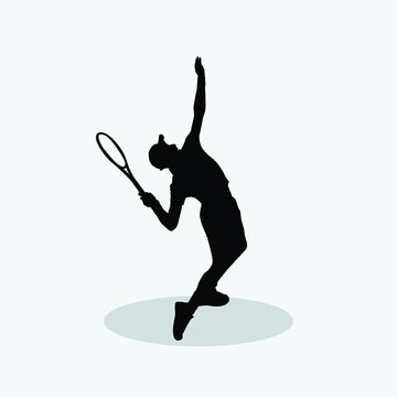 Man tennis players vector silhouette.vector image of tennis player.