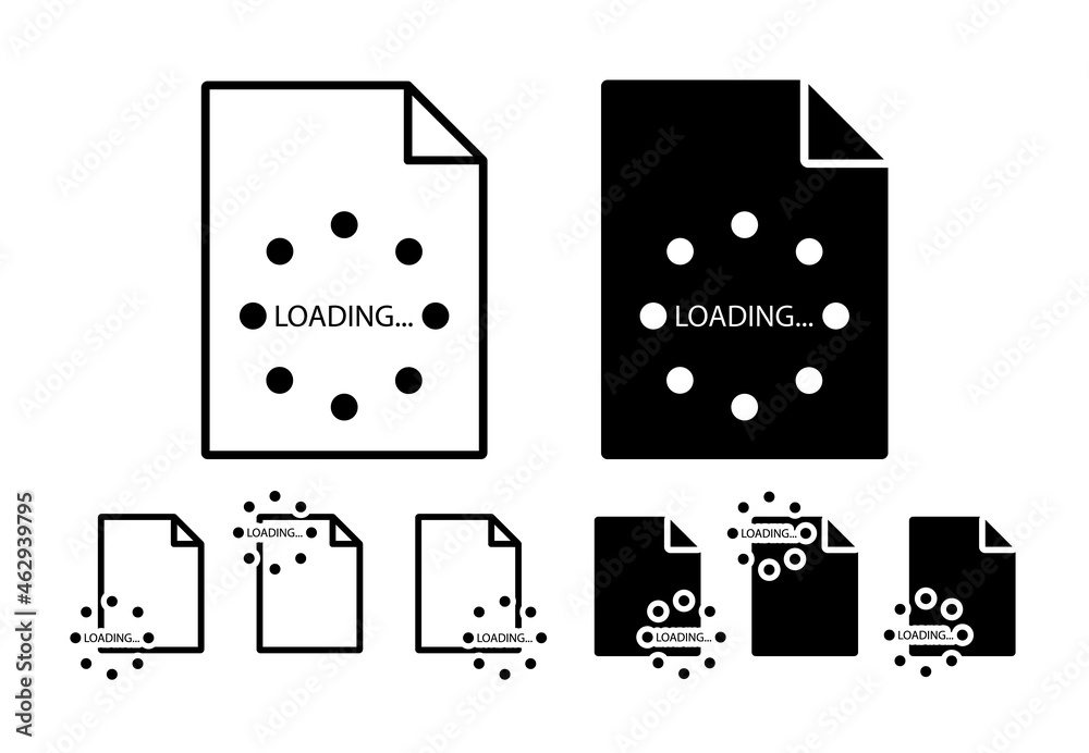 Poster loading points in round vector icon in file set illustration for ui and ux, website or mobile applic