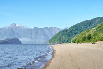 desolate beach bathed by a calm sea