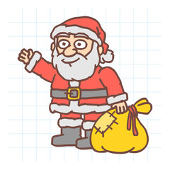 Santa Claus waves his hand and smiles. Vector character. Vector Illustration