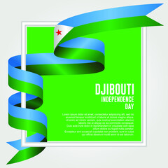 Djibouti Independence Day. Waving ribbon with Flag of Djibouti, Template for Independence day. vector illustration