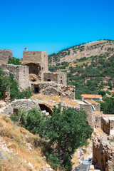 Fototapeta premium Anavatos is an abandoned village on top of the mountain in Chios island, Greece.